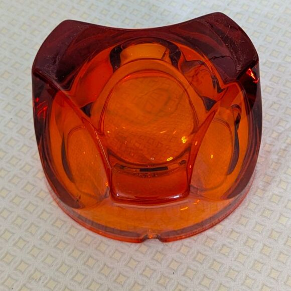 Vintage Viking Glass Ashtray Atomic Orbit Persimmon Tripod Mid Century MCM Retro - Picture 3 of 11